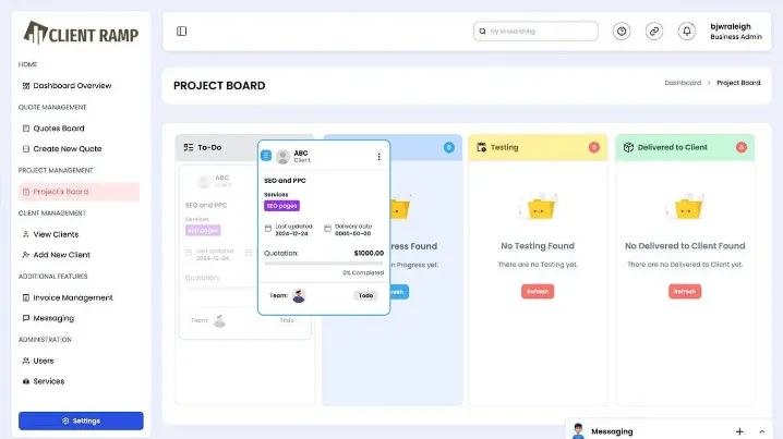 Use our centralized project management and task assignment interface.