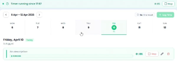 Team members tracking time on client projects using ClientRamp's built-in timer and timesheet tools