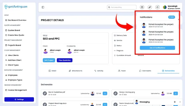 Header Email Notifications
