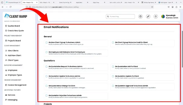 Manage Email Notifications