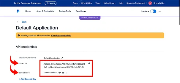 PayPal API Keys