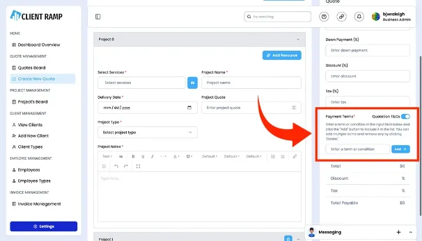 Custom Terms and Conditions